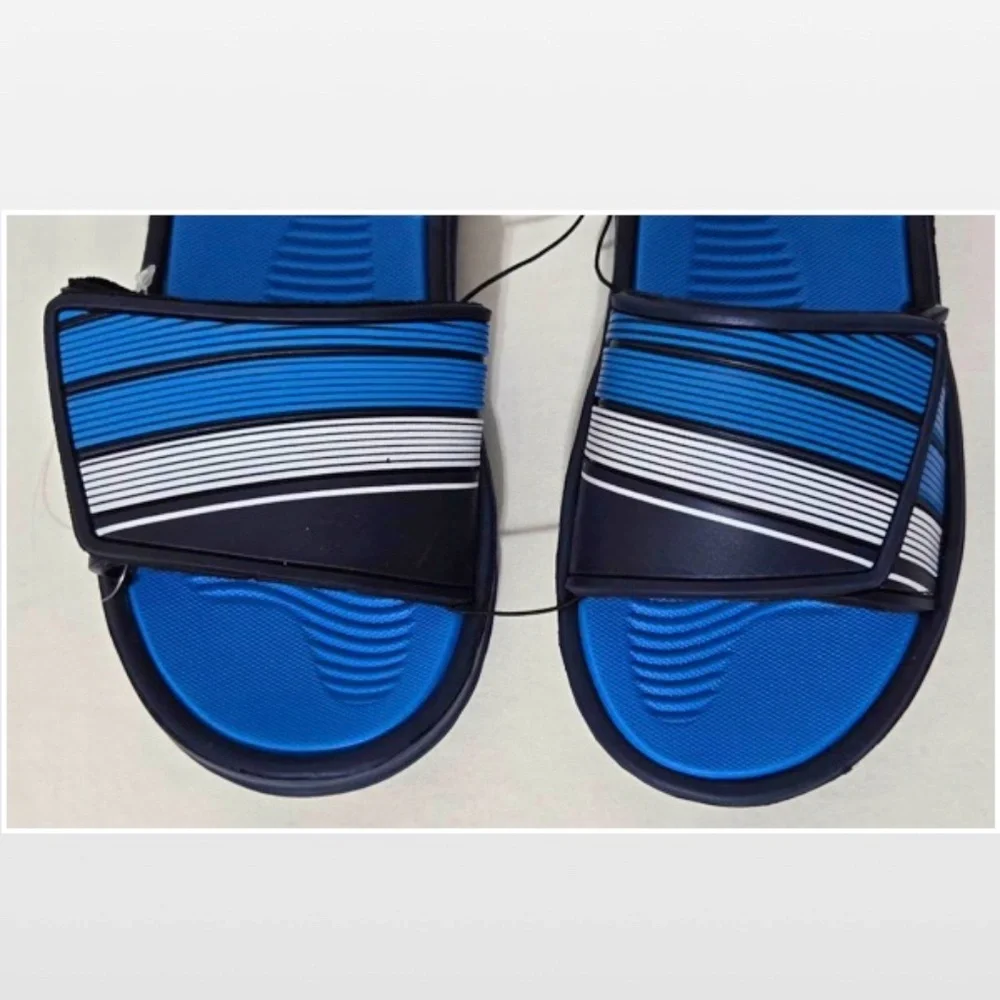 New Shoes Kids Boys Size 1 2 Breeze Blue White Slide On Sandals NWT